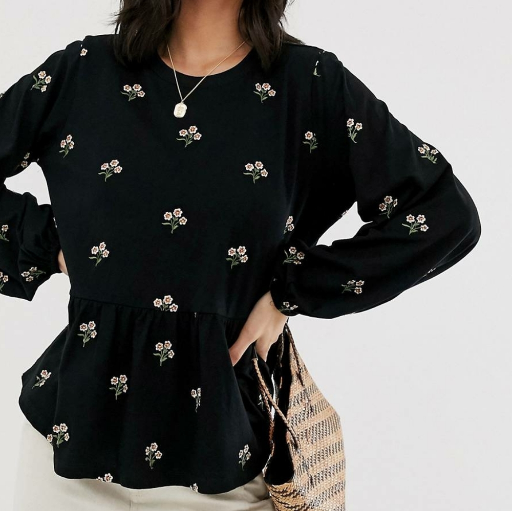 ASOS DESIGN Smock with Long Sleeve in Floral